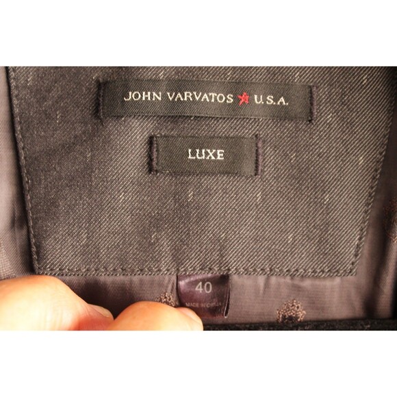 John Varvatos Luxe Men's Peak Lapel Sport Coat Size 40R Cotton Blend Black - Picture 9 of 11